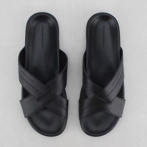 Rockport X Adidas Men Darron Leather Sandal Slides Black Size 11 Resort Dressy